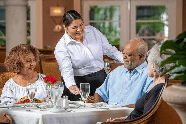 Acts residents enjoying fine dining