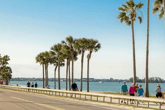 Street along the water in Dunedin, Florida