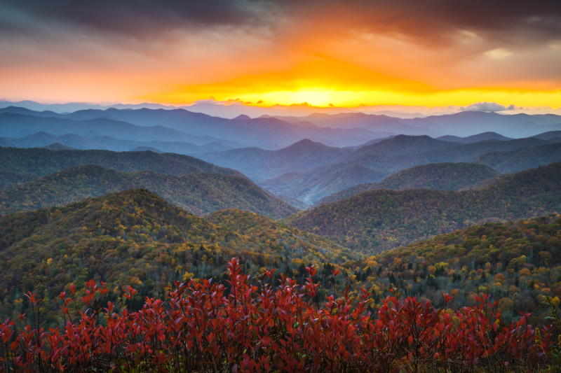 North Carolina mountain sunset