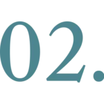 Large blue number "02." on a light gray background.