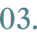 The number "03." is displayed in large, teal-colored font on a light gray background.